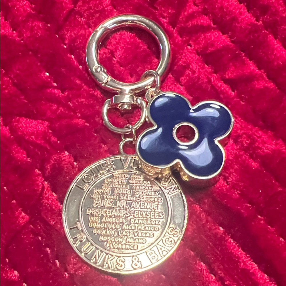 Gold and Royal Blue Key Chain or Bag Charm